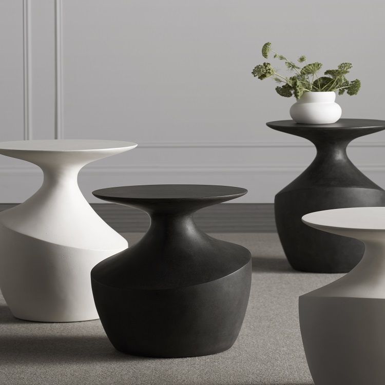 A variety of pedestal side tables.